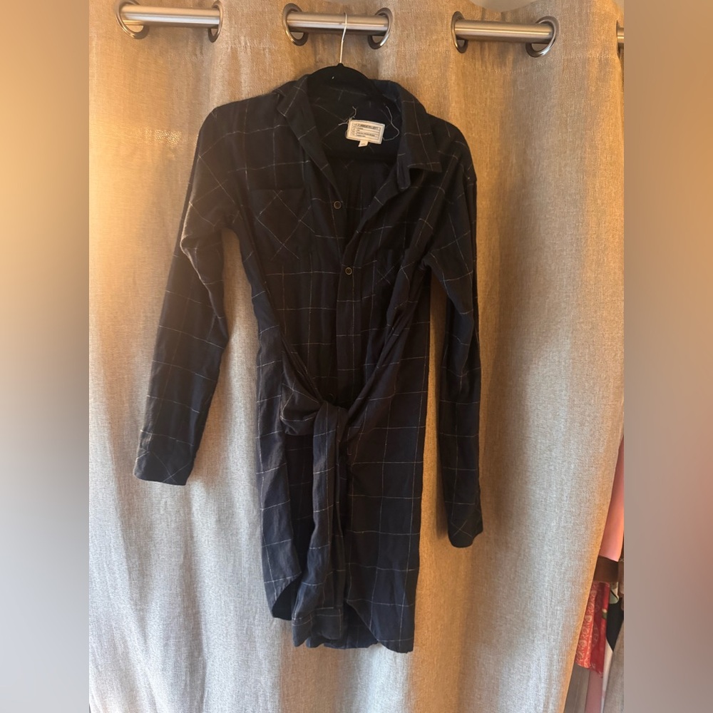 Current/Elliott Navy Checkered Button Down Shirt … - image 1